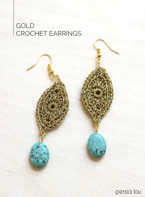 Gold Lame Thread Crochet Earrings Tutorial The Beading Gem's Journal