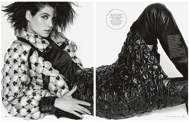 Elle Italy November 2015, Manon Leloup Chanel 2015 AW Silver Bomber Down Jacket Editorials