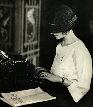 Blindfolded Woman at a Typewriter, #830179
