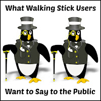 Penguins with walking sticks and top hats. Title overlaid. 