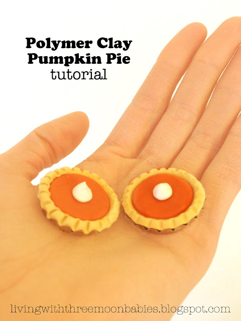 Polymer Clay Pumpkin Pie Tutorial | livingwiththreemoonbabies.blogspot.com