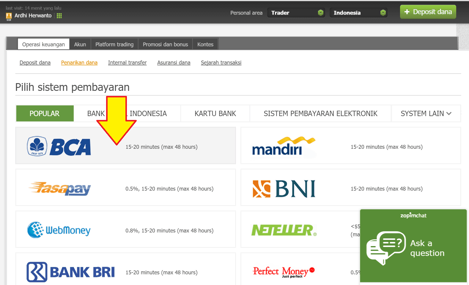 Cara withdraw di forex