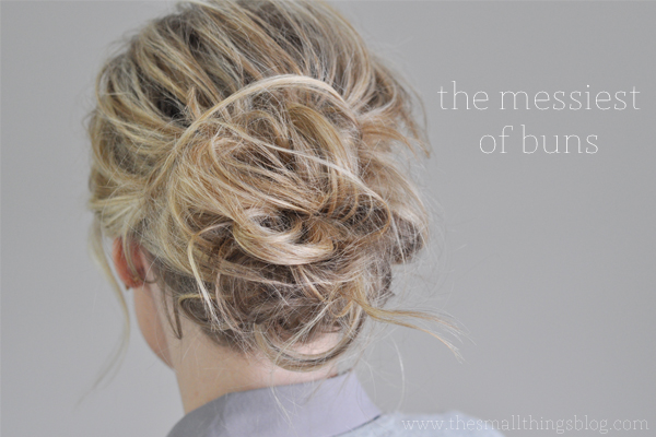 the messiest of buns tutorial from the Small Things Blog