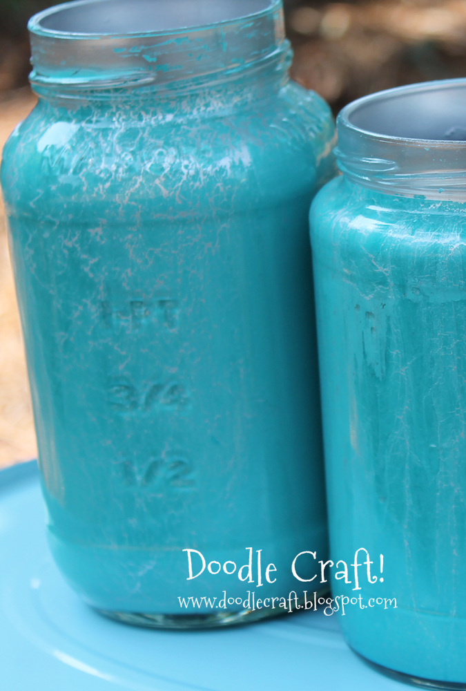 Crackle Paint Upcycled Glass Jars!