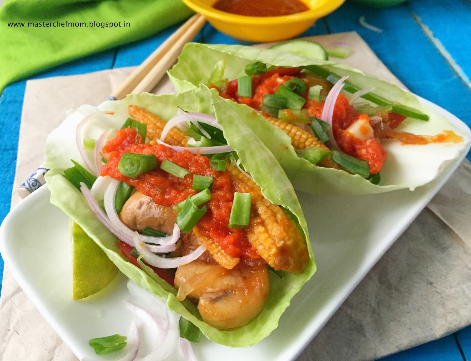 MASTERCHEFMOM Chinese Tacos (Salad Taco with Hot and Sweet Vegetables