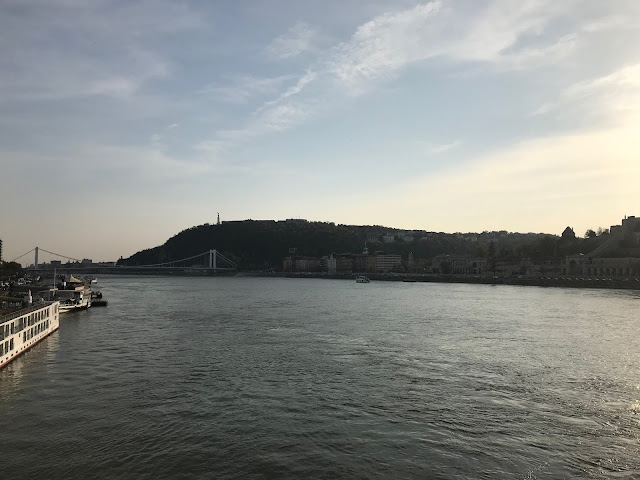 Budapest river views looking towards the bridge