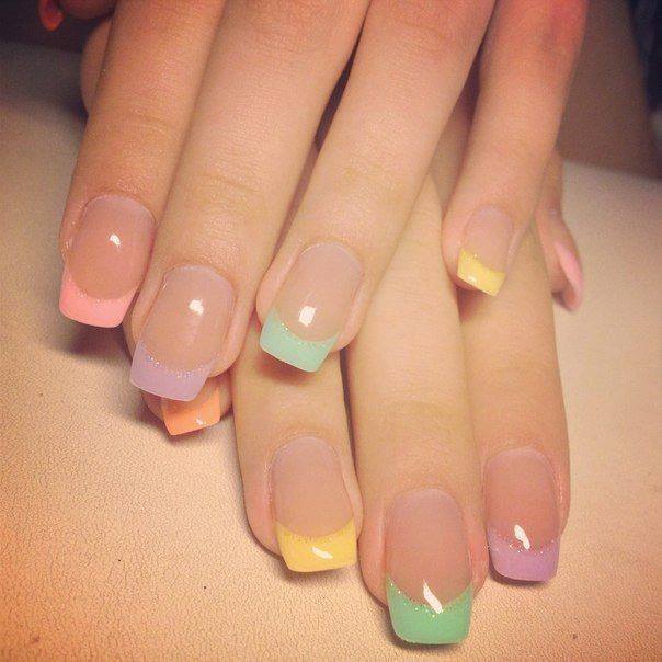 Unhas De Gel Francesa Colorida Dicas Femininas Tendências de 2020 em 1 em beleza e saúde, esmalte, gel para unhas, brilho p/ unha com unha polonês açúcar e 1. unhas de gel francesa colorida dicas