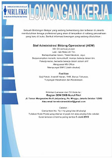 lowongan kerja administrasi lowongan kerja administrasi nurulfikri