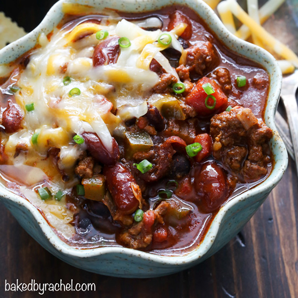 Slow Cooker Beef and Bean Chili by Baked by Rachel