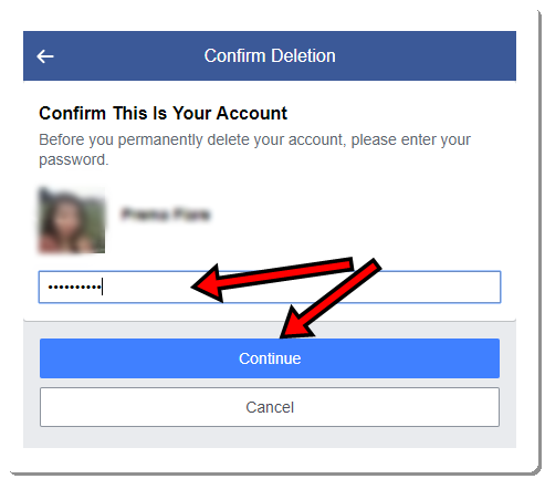 Delete Facebook Account second step with image Delete Facebook Account second step with image