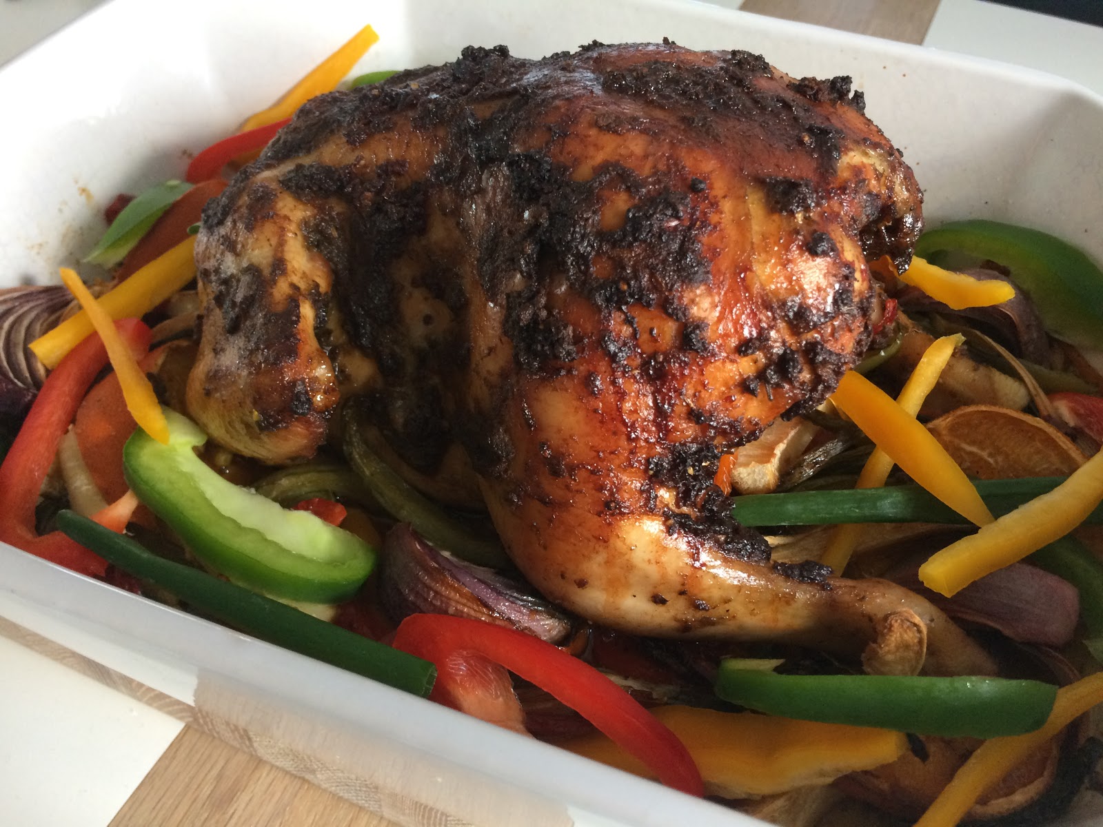 Family FECS Jamaicaninspired Roasted Jerk Chicken with Pepper Bells
