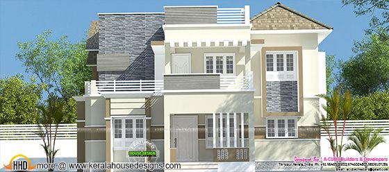 2106 sq-ft mix roof modern home