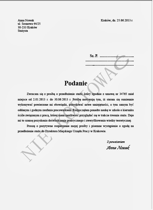 Jak Napisać Podanie Z Prośbą O Przedłużenie Stażu Pozytywnie