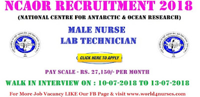  NCAOR Recruitment 2018 Male Nurse, Lab Technician Posts 