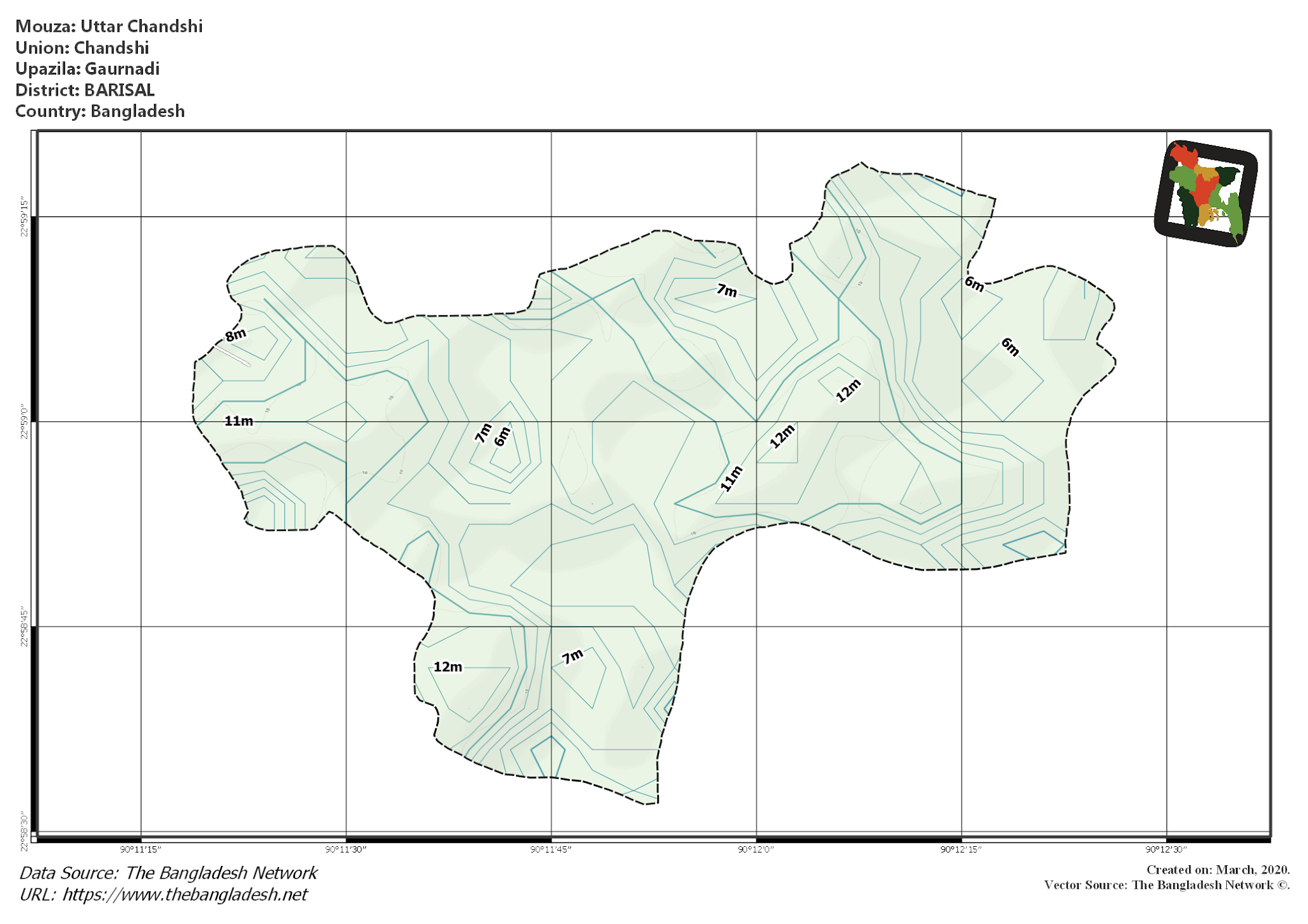 Map of Uttar Chandshi Mouza of Gaurnadi Upazila, BARISAL Map of Uttar Chandshi Mouza of Gaurnadi Upazila, BARISAL, Bangladesh.
