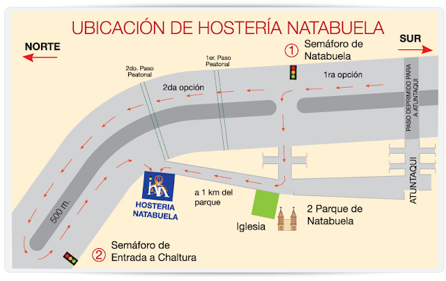 Como llegar mapa - Hosterías turísticas en Ecuador - Hostería Natabuela