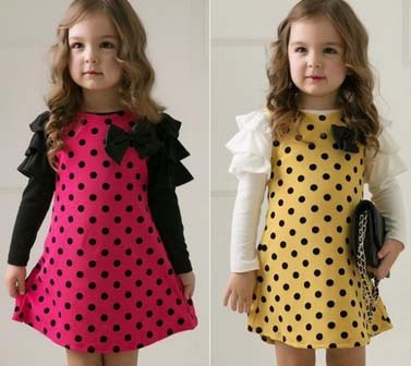 Spring children clothing girls polka dot dress long-sleeve kids girls princess dress