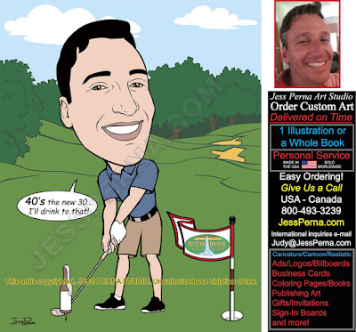 Golfer 40th Birthday Caricature from a  Photo