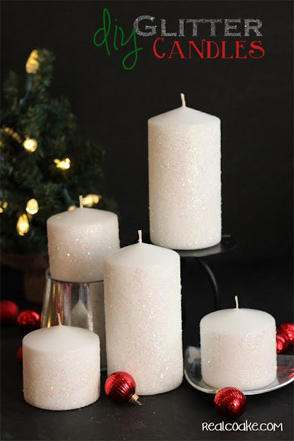 Tutorial on home to make a glitter candle. Easy DIY Home Decor from #RealCoake