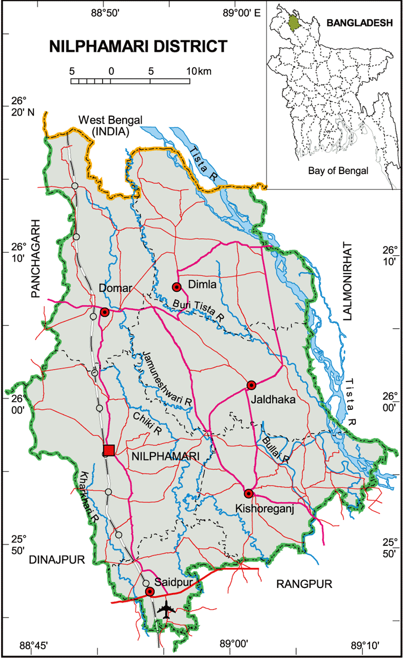 Nilphamari District Map Bangladesh