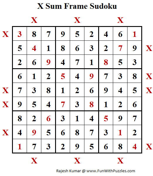 X Sum Frame Sudoku Puzzle (Daily Sudoku League 211)
