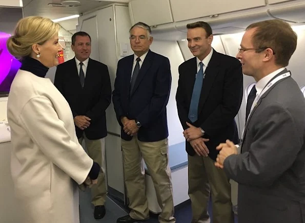 Sophie, Countess of Wessex visited the Orbis flying eye hospital at Stansted Airport in Essex. Eye charity Orbis's new Flying Eye Hospital