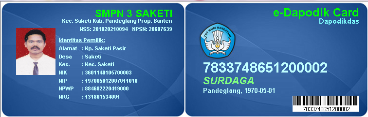 APLIKASI CETAK NRG VERSI EDAPODIK CARD PENDIDIKAN
