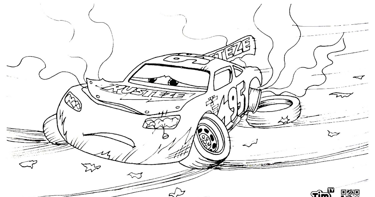 TIM TIM TV Coloring Page Lightning McQueen Crashed Badly Injured
