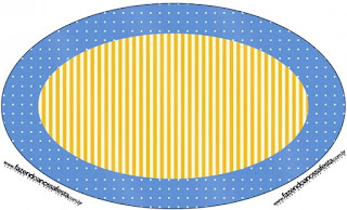 Corona Dorada en Azul y Amarillo: Etiquetas para Candy Buffet para Imprimir Gratis. Toppers o Etiquetas de Corona Dorada en Azul y Amarillo para imprimir gratis.