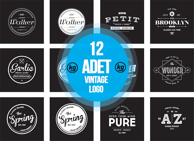12 Adet Vintage Logo PSD