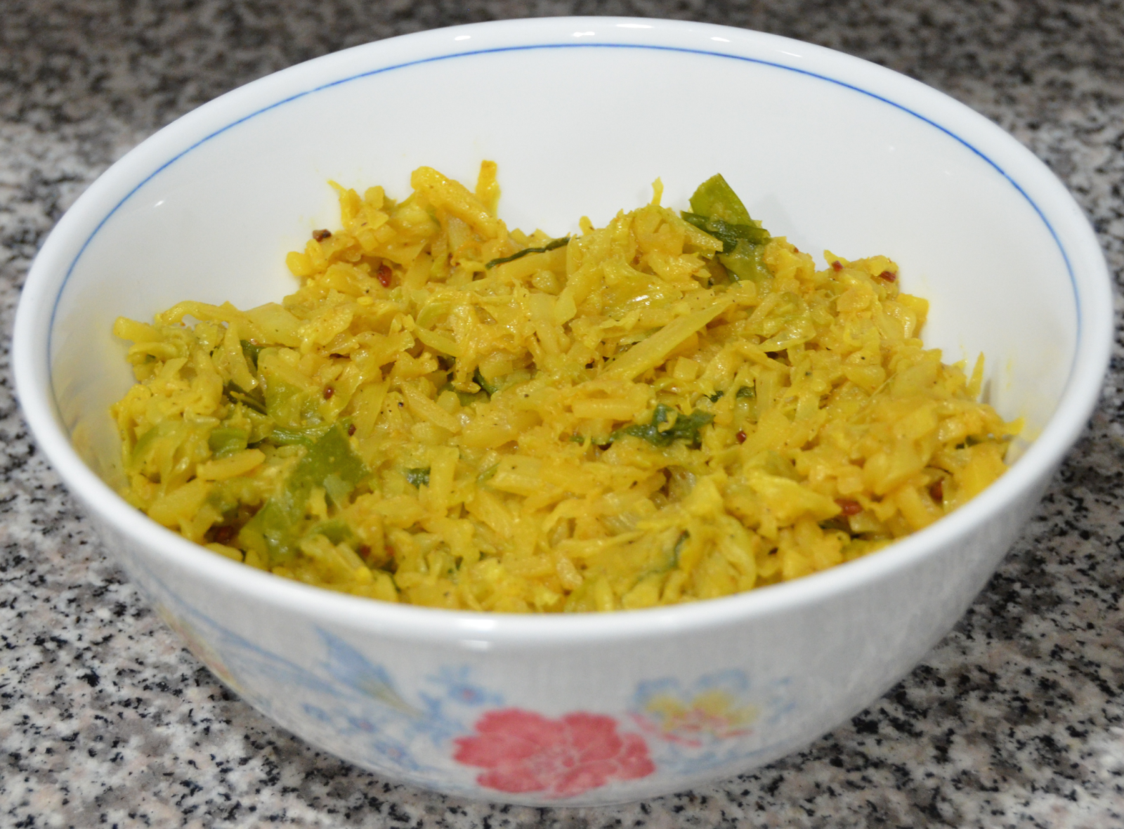 KD's Recipe Collections Cabbage, Green Onion and Potato Sabzi