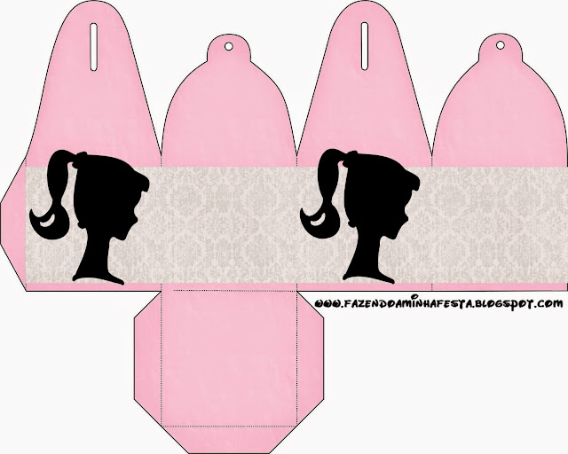 Barbie Silhouette: Free Printable Boxes. Barbie Silhouette You can use this box for chocolates, candies or cupcakes