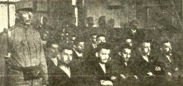 Arrest and trial of Gavrilo Princip and his accomplices (Ратни албум 1914-1918, Поповић, Андра, Београд, 1926)