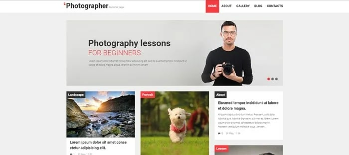 Photographer portfolio WordPress theme