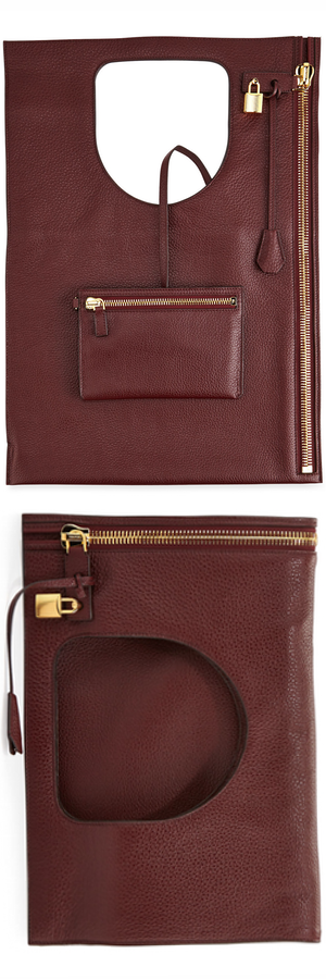 TOM FORD Alix Leather Padlock & Zip Fold-Over Bag