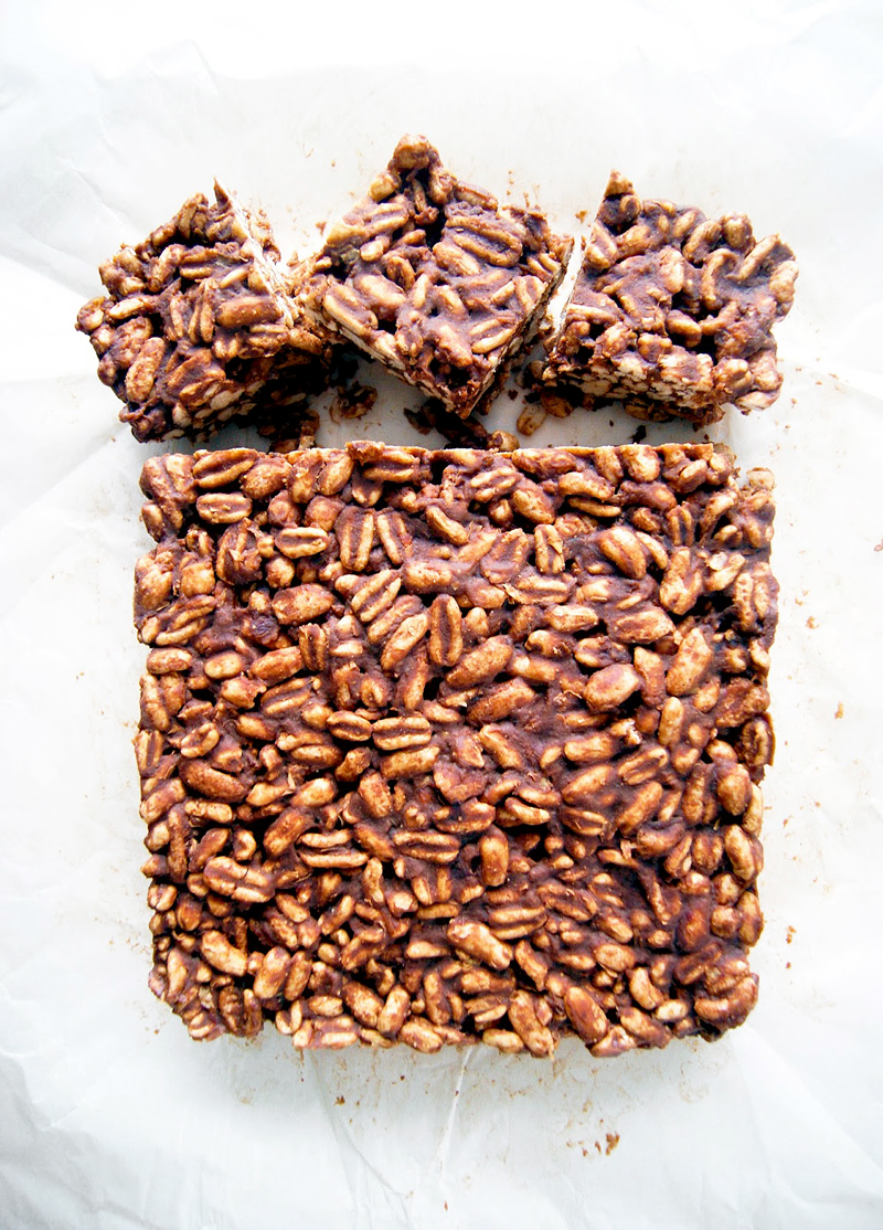 Peanut Butter Puffed Wheat Squares (Vegan, Refined Sugarfree
