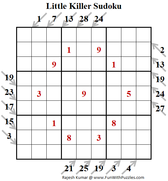 Little Killer Sudoku Puzzle (Fun With Sudoku #270)