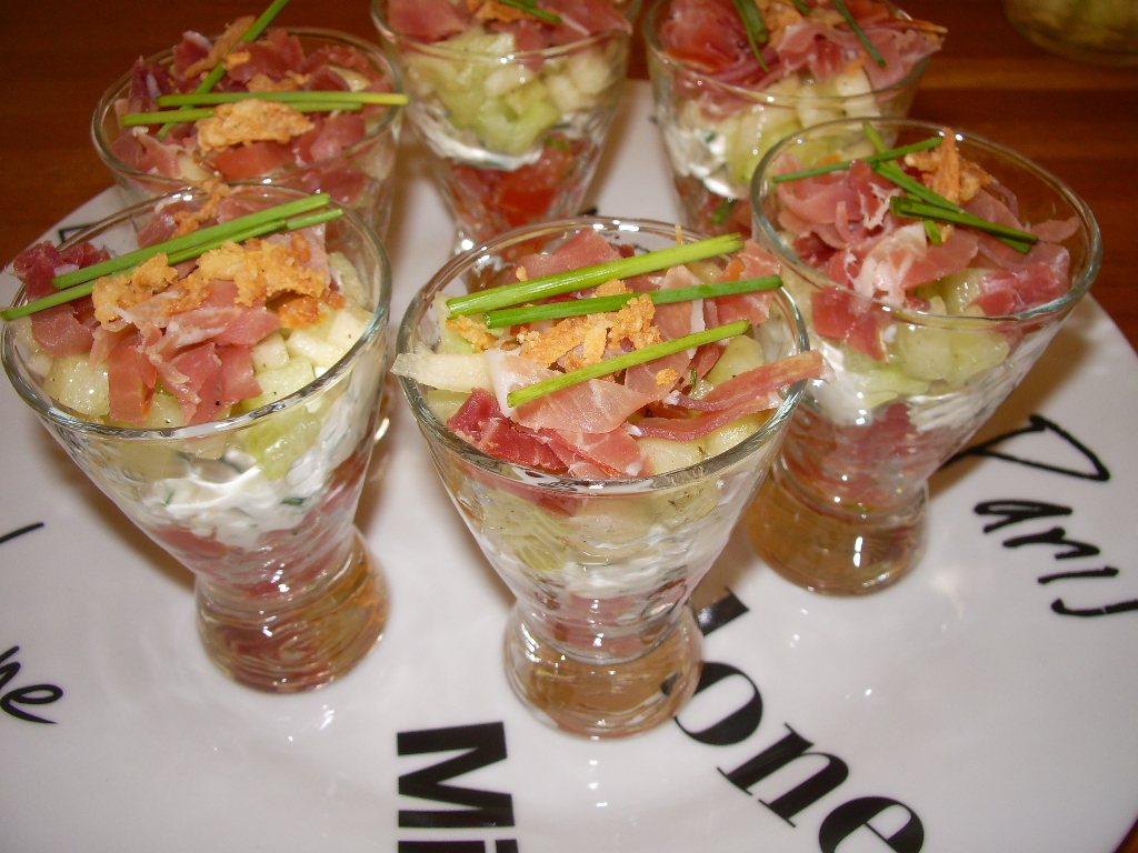 La Cuisine des Gourmands Verrines délice au jambon cru