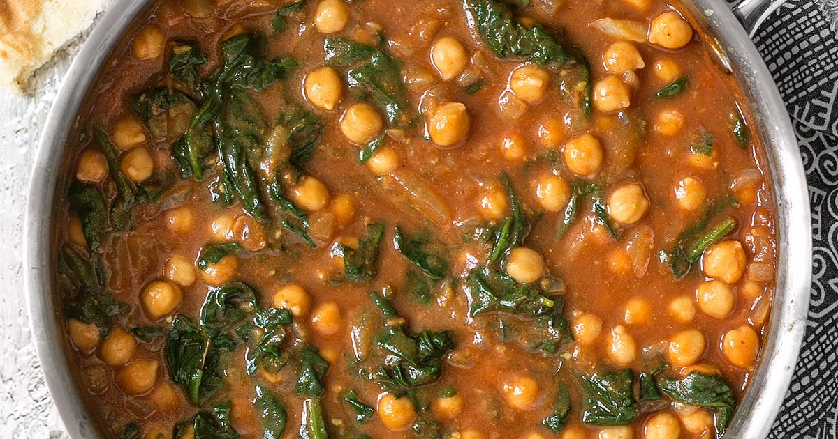 Curried Chickpeas with Spinach Recipe - Girls Dishes
