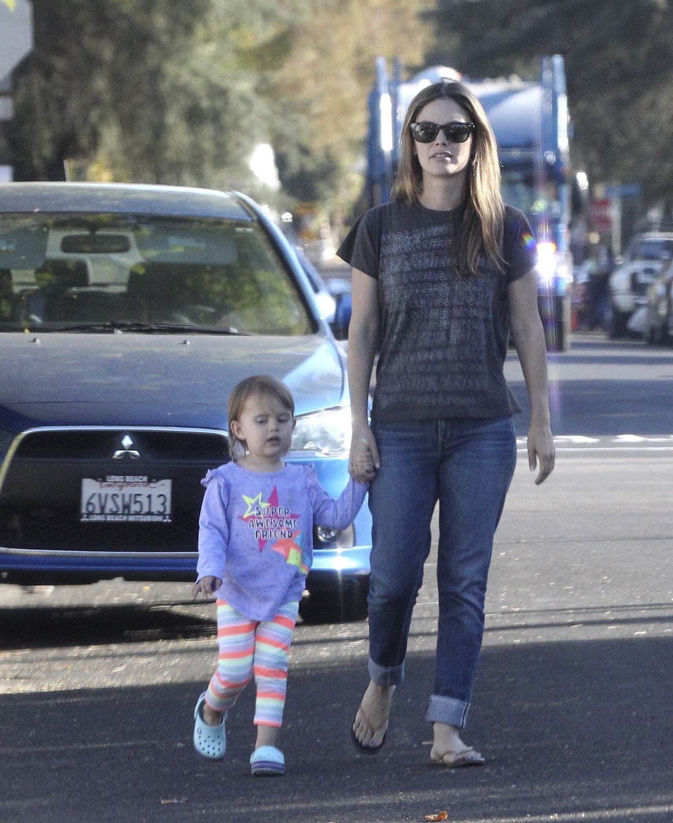 Rachel Bilson taking her daughter Briar Rose for a stroll around the