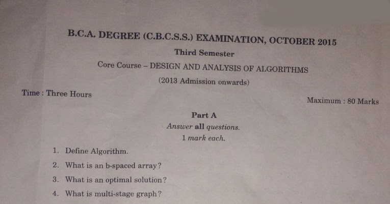 Mgu Questions Papers Mahatam Gandhi University 2017 Mgu Bca