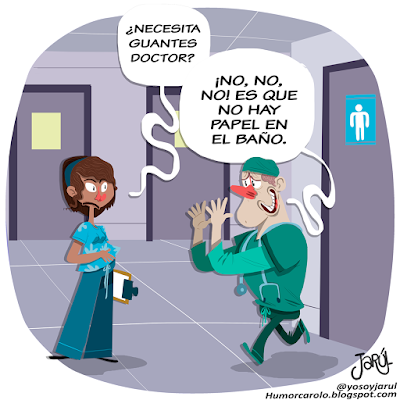 Doctor, doctor y enfermera, doctores en quirofano, hospital, baño de hospital, jarúl, yo soy jarúl, yosoyjarul, humor carolo, humor gráfico, humor gráfico dominicano. 