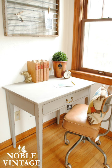 Vintage gray desk and an industrial chair