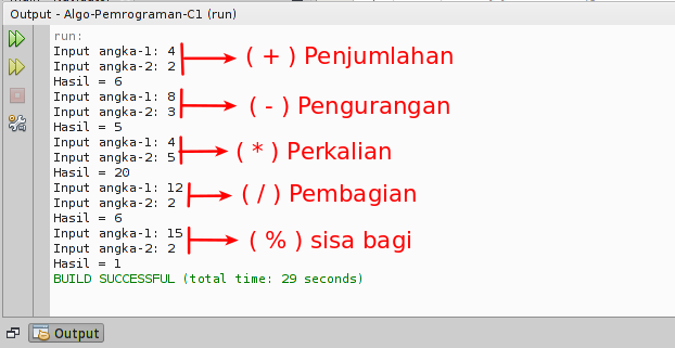 Hasil output program java operator