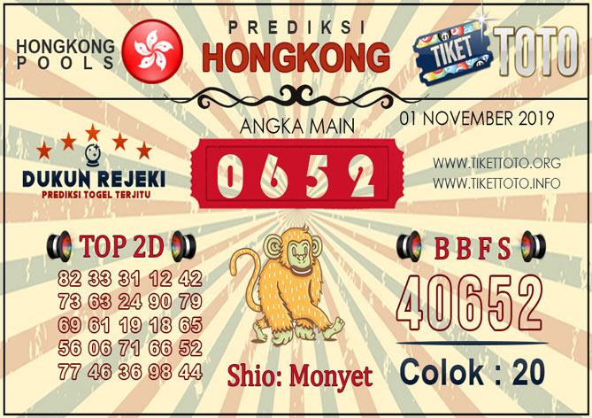 Prediksi Togel HONGKONG TIKETTOTO 01 NOVEMBER 2019