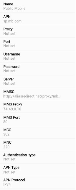 Public Mobile APN Settings for Android/HTC/Nexus/Galaxy