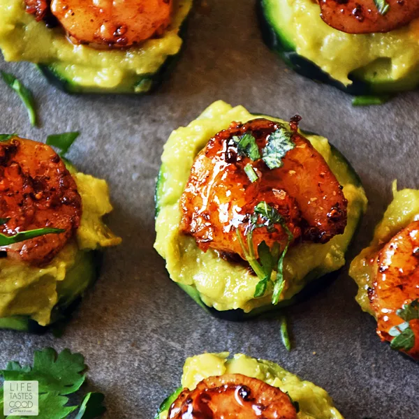 Cucumber Bites with Creole Shrimp and Guacamole #SundaySupper