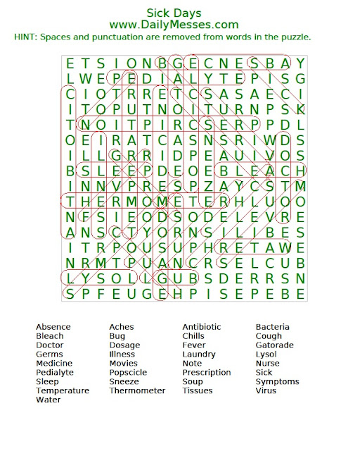 Daily Messes: Sick Days: A Word Find