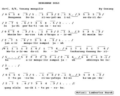 Not Lagu Bengawan Solo Kumpulan Not Lagu