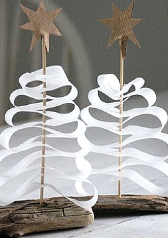 unique ribbon Christmas tree with driftwood base